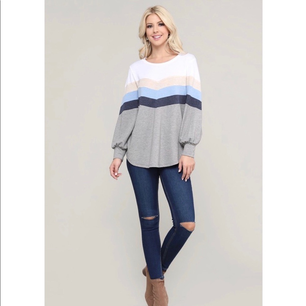🌟RESTOCK! Long Sleeve Color Block Top! - Picture 4 of 7